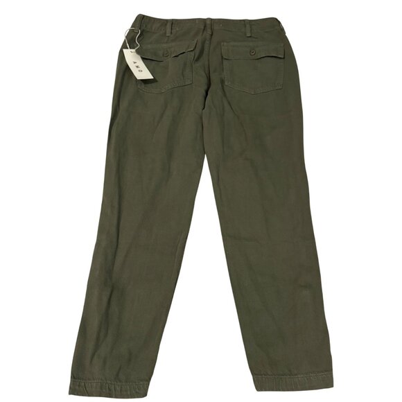 Amo Zip Utility Trouser Mid Rise Slim Fit Tapered Leg Size 27 Sage Green Cotton - Picture 4 of 16